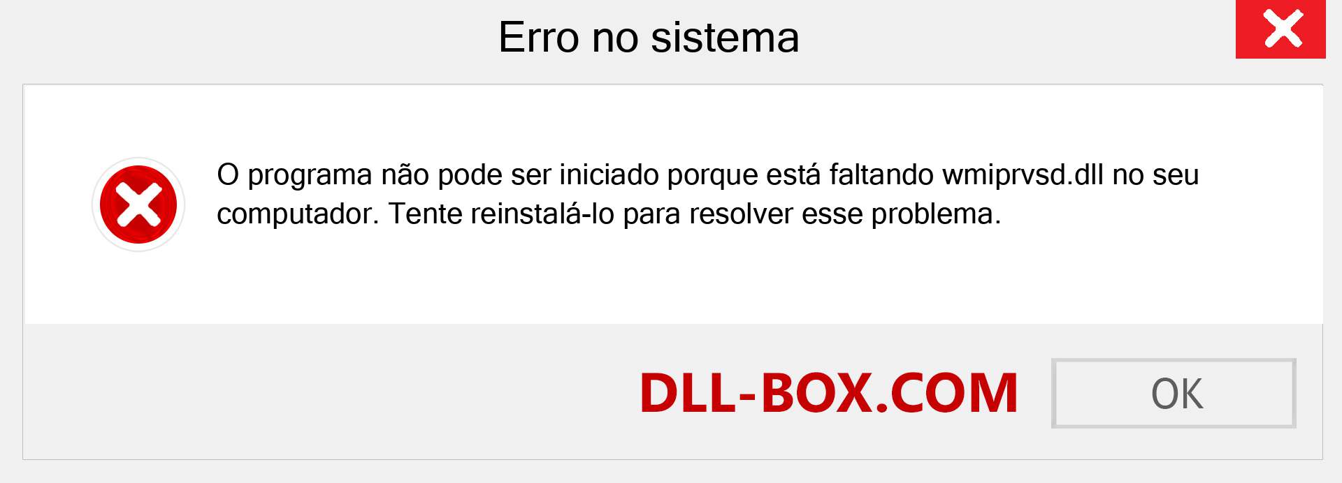 Arquivo wmiprvsd.dll ausente ?. Download para Windows 7, 8, 10 - Correção de erro ausente wmiprvsd dll no Windows, fotos, imagens